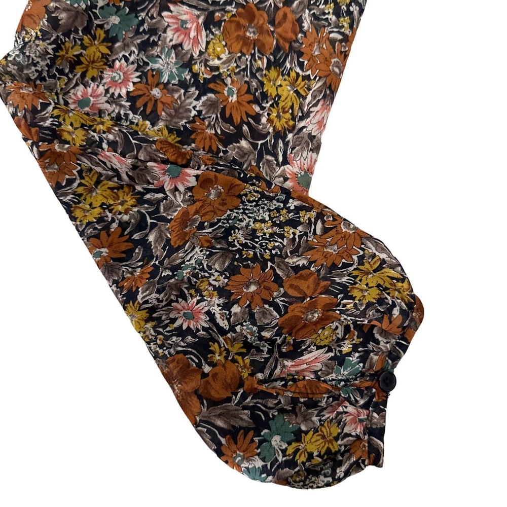 Loveriche medium blue velvet floral ruffle peplum Boho blouse - Picture 12 of 12